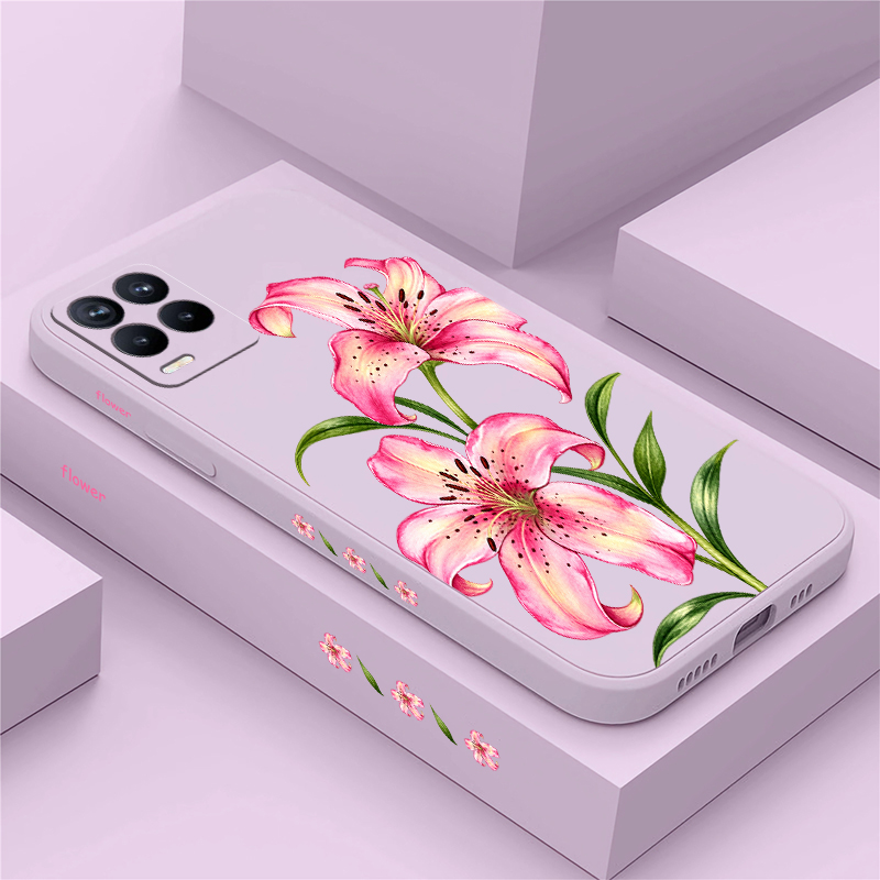 Realme Note 50 - Etui z motywem różowych kwiatów do