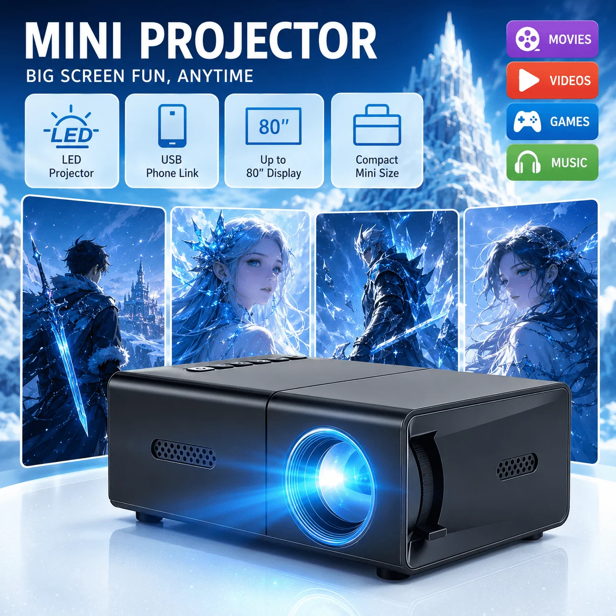 Mini przenośny projektor, komp – Android Tablet Gaming Accessories recenzja i cena